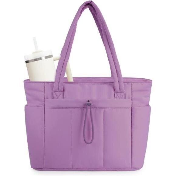 Puffer Tote Bag for Travel, Pink - Picture 1 of 6